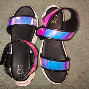 Holographic Platform Sandals